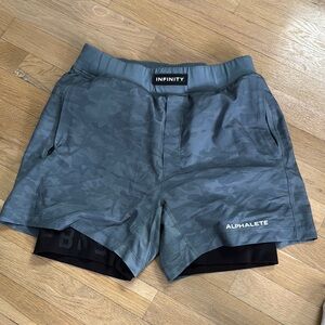 Alphalete Gray Athletic Shorts with Compression Layer